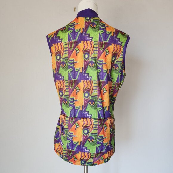 Vintage Pearl Izumi Made in USA Face Printed Cycling Top Sleeveless Zip-Up - Picture 6 of 11